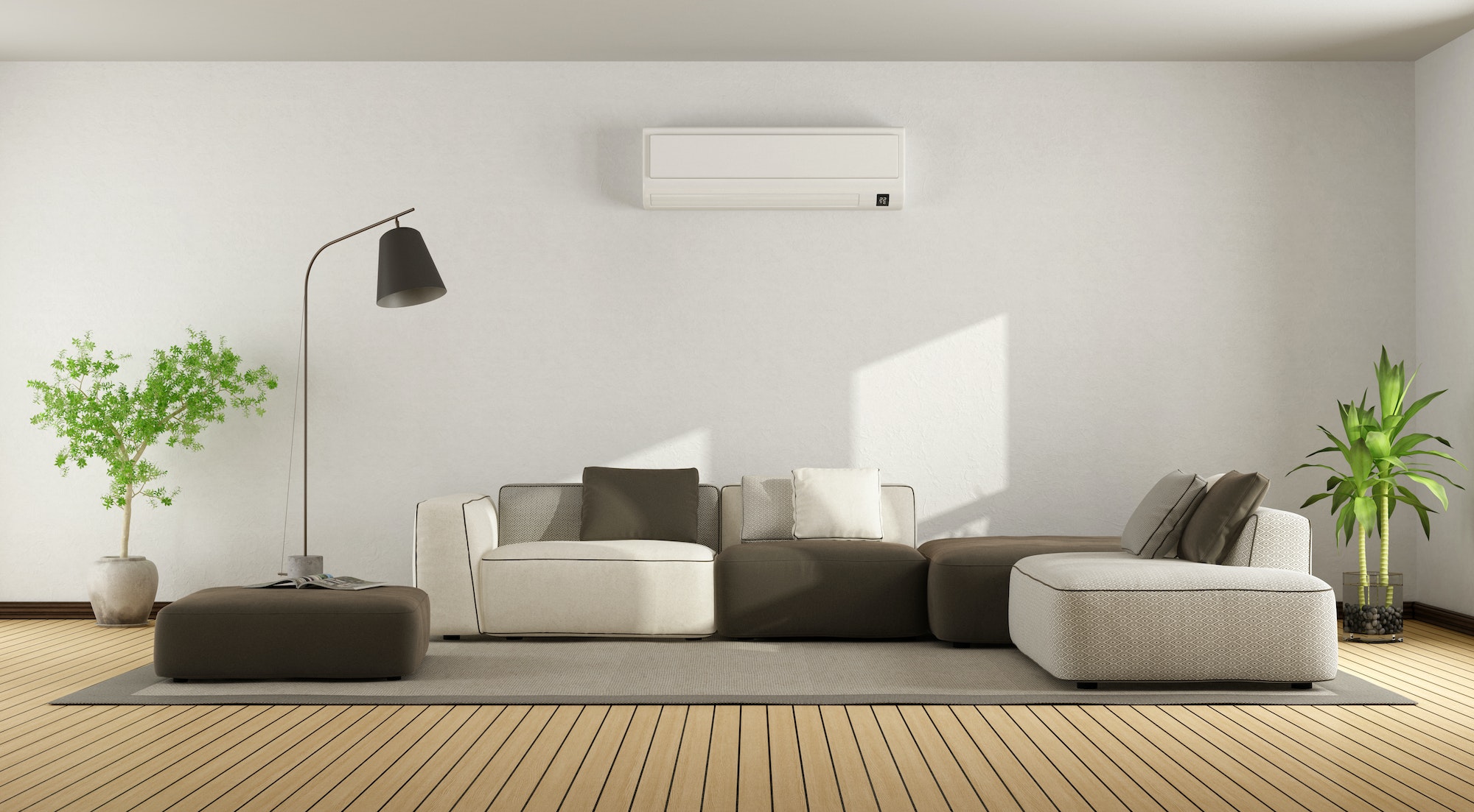 Living room with sofa and air conditioner
